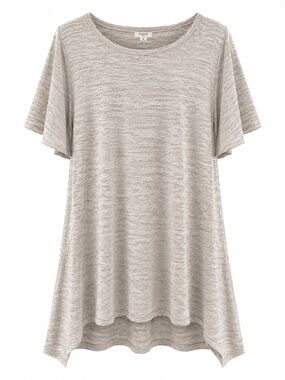 Umgee Oatmeal Handkerchief Tunic Dress - Boho